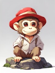 cute monkey cartoon for stickers, print, representation, etc. AI generated
