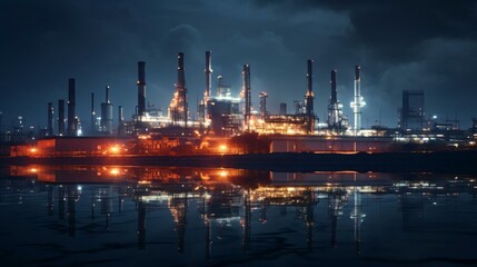 a city skyline at night