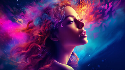 "Sublime Spectrum: Embracing the Essence of Psychic Waves"

This title encapsulates the vibrant and transcendental nature of the artwork, suggesting a journey through the myriad hues and emotions of t