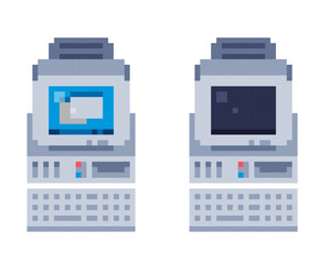 Old computer for pixel art top down retro games.