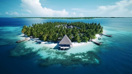 an island with a house on it