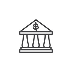 Bank building line icon