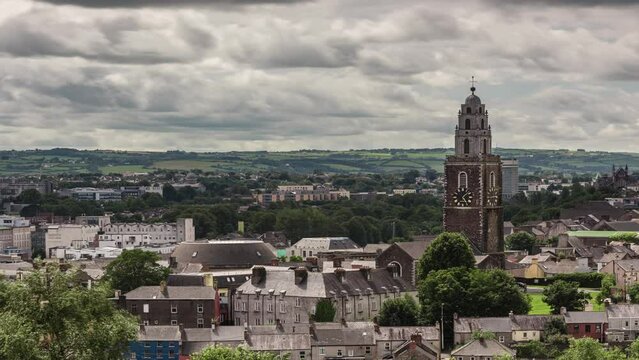 4K Timelapse of Cork City Ireland with view of Shandon Bells and UCC