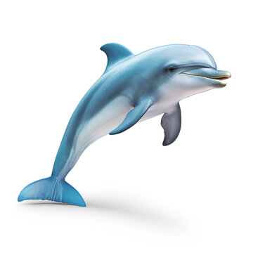 Dolphin Isolated on White Background. Generative ai, a dolphin jumping out of the water, Dolphin on transparent png background.