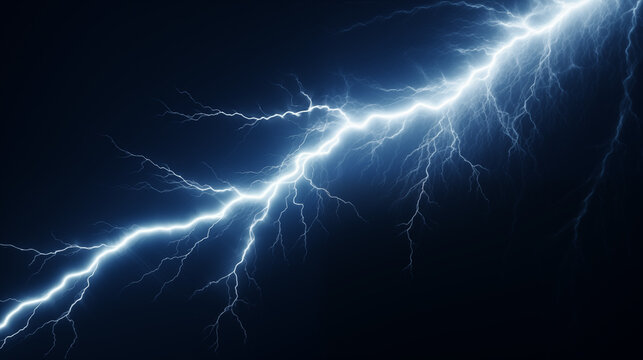Lightning strike across the sky, close up.