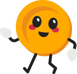 Cute Coin Character Walking