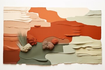 Earthy Terracotta and Sage Green Paint on white background.