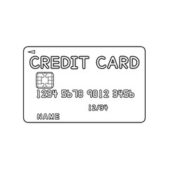 ICチップの付いたクレジットカードの線画