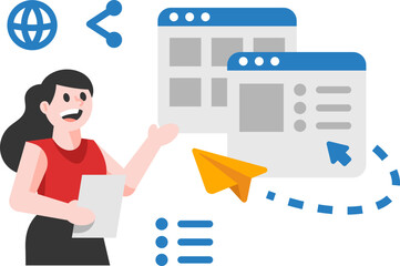 UI Illustration with Woman Presenting