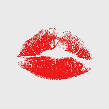 red lips isolated on white.  Red lips. Red lips kiss.
