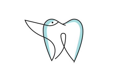 hummingbird tooth logo design dental and bird icon vector inspiration