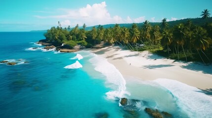 a beach with trees and water