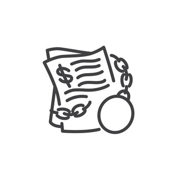 chained documents financial debt concept clip art preview