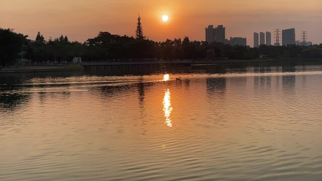 sunset over the lake