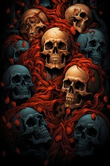 Death Skulls Gothic Style for Shirt Print Design.