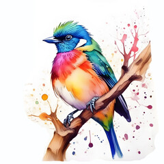 Colorful Bird drawing watercolor