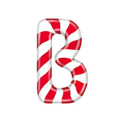 English alphabet made of candy canes letter B