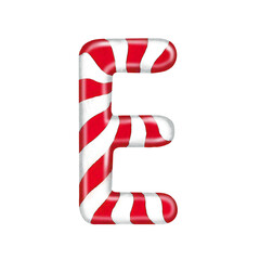 English alphabet made of candy canes letter E
