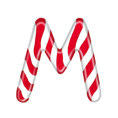 English alphabet made of candy canes letter M