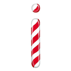 English alphabet made of candy canes letter I