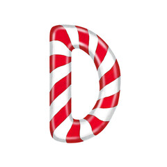 English alphabet made of candy canes letter D