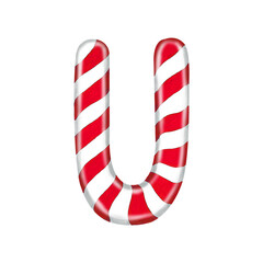 English alphabet made of candy canes letter U