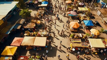 a large group of people at an outdoor market
