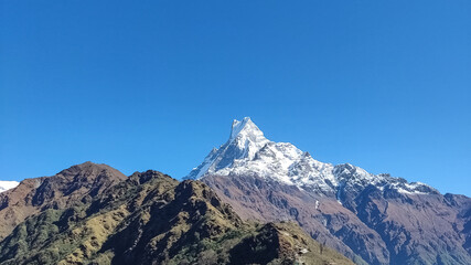 Mardi Himalayas of Nepal - Snow covered mountains