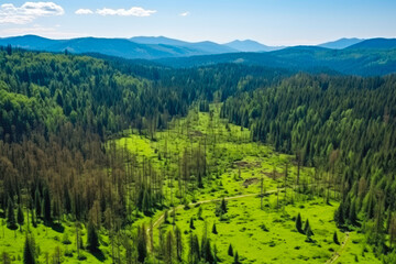 Hillside of pine trees, with many dying due to drought and bark beetle kill