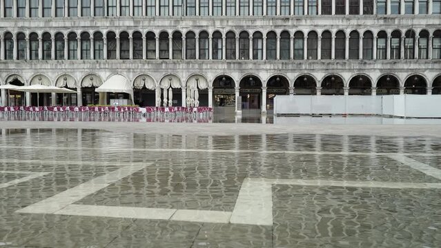 Venice, Italy - November 14, 2023 - High water in San Marco square