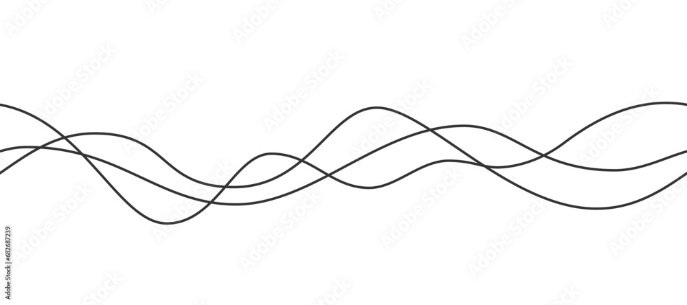Poster line curve waves. thin wavy line seamless pattern. abstract dynamic curve stroke. simple striped gra