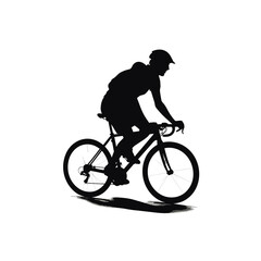 Obraz na płótnie Canvas Silhouette of a male sports cyclist on a racing bike during a race