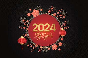 Celebrating Chinese traditional festival Happy New Year background decorative elements collection.