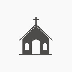 church, christian, religion, building, cathedral icon vector symbol on grey background