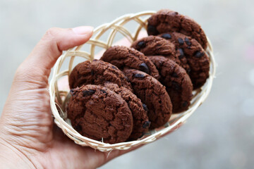 bowl of chocolate cookies