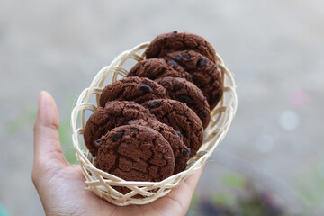 bowl of chocolate cookies