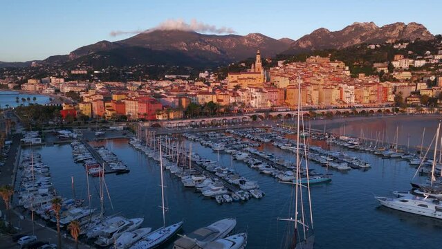 Panorama of Menton, Cote d'Azur, France, South Europe. Nice city and luxury resort of French Riviera