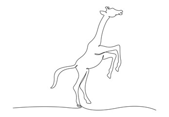 Continuous single line drawing of giraffe. Isolated on white background vector illustration. Premium vector.