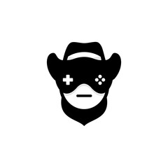 boy game logo, vector of a boy wearing a game hat and glasses