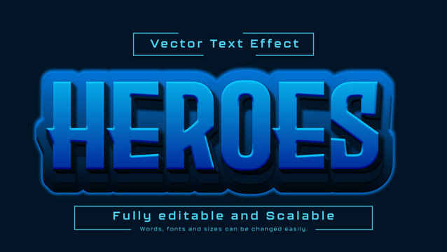 Fototapeta heroes blue editable text effect