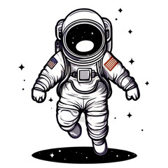Obraz premium Illustration of Cute astronaut suit floating in space, on white background, vector illustration, T-shirt design