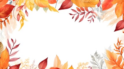Fototapeta na wymiar Watercolor Fall Leaves Background