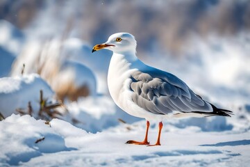 seagull in the snow