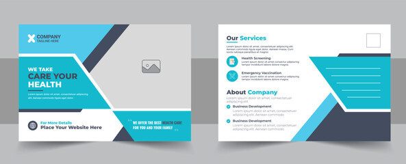 Healthcare postcard template design, medical eddm postcard layout vector