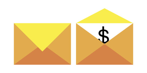 open and closed vector envelope illustration