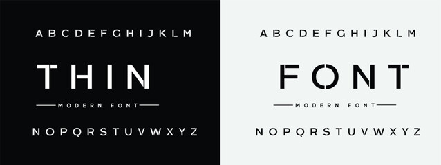 Minimal font creative modern alphabet. Typography with regular and number. minimalist style fonts set. vector illustration