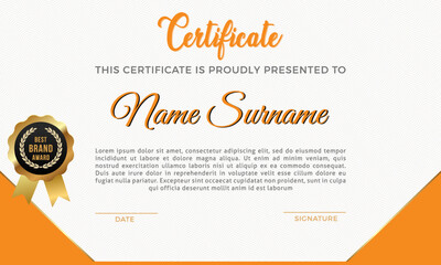 Modern Certificate template design. Clean modern certificate, Diploma Certificate vector template, achievement certificate with badge.