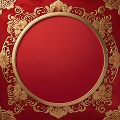 03 Red background and golden flowers