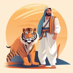 Person with tiger