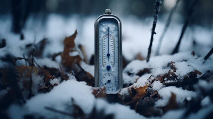 thermometer in the snow, AI Generative. - obrazy, fototapety, plakaty